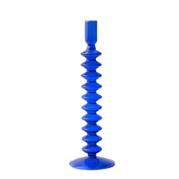 Blue Glass Candlestick Vases - Image 6