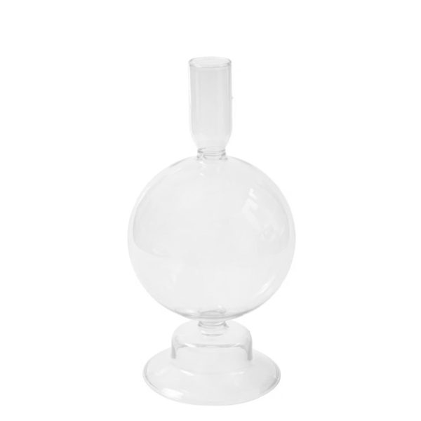Clear Glass Candlestick Vases - Image 4
