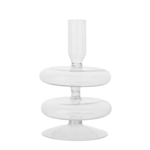 Clear Glass Candlestick Vases - Image 3