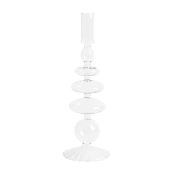 Clear Glass Candlestick Vases - Image 7
