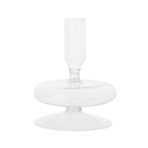 Clear Glass Candlestick Vases - Image 5