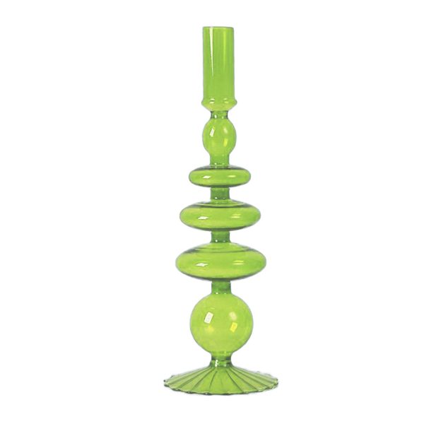 Green Glass Candlestick Vases - Image 7