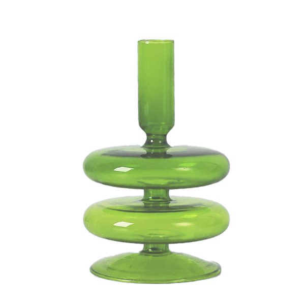 Green Glass Candlestick Vases - Image 5