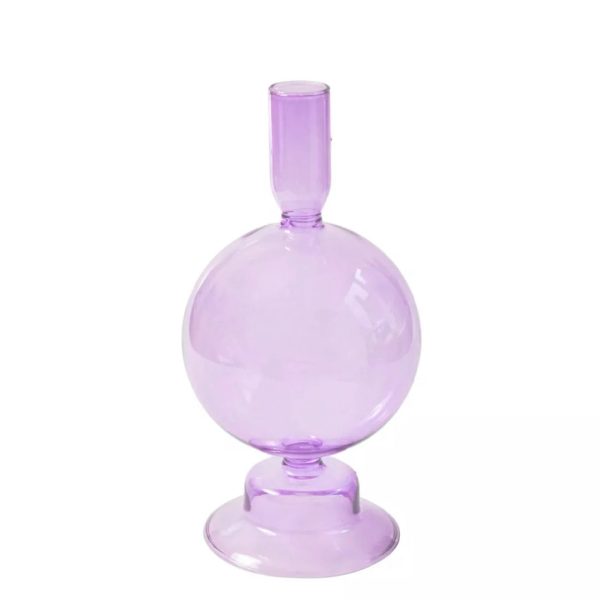 Purple Glass Candlestick Vases - Image 3