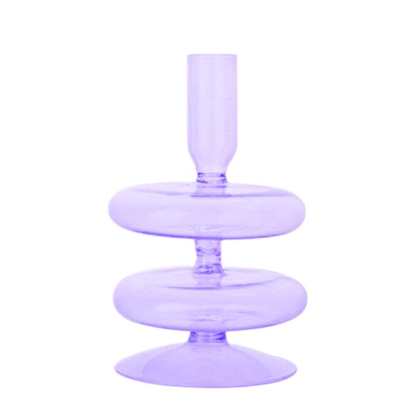 Purple Glass Candlestick Vases - Image 5