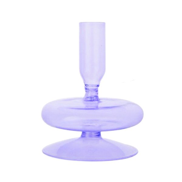 Purple Glass Candlestick Vases - Image 4