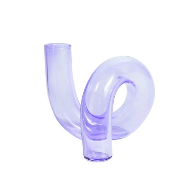 Purple Glass Candlestick Vases - Image 2