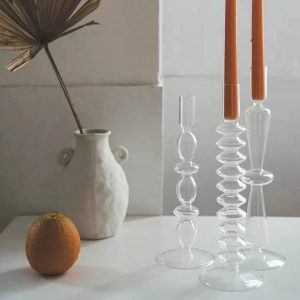 Clear Glass Candlestick Vases