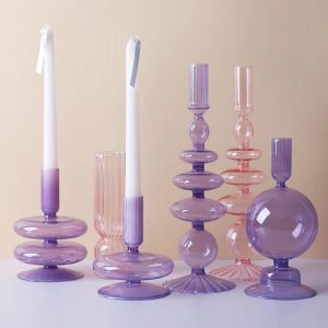 Purple Glass Candlestick Vases
